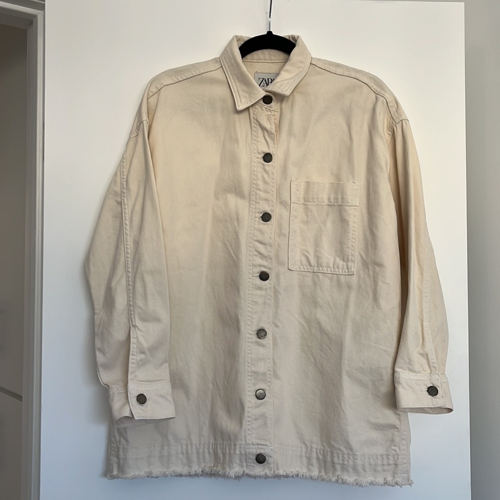 Zara Oversized denim shirt jacket. Size extra small